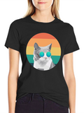 Cool Cat Graphic Tee - Retro Style
