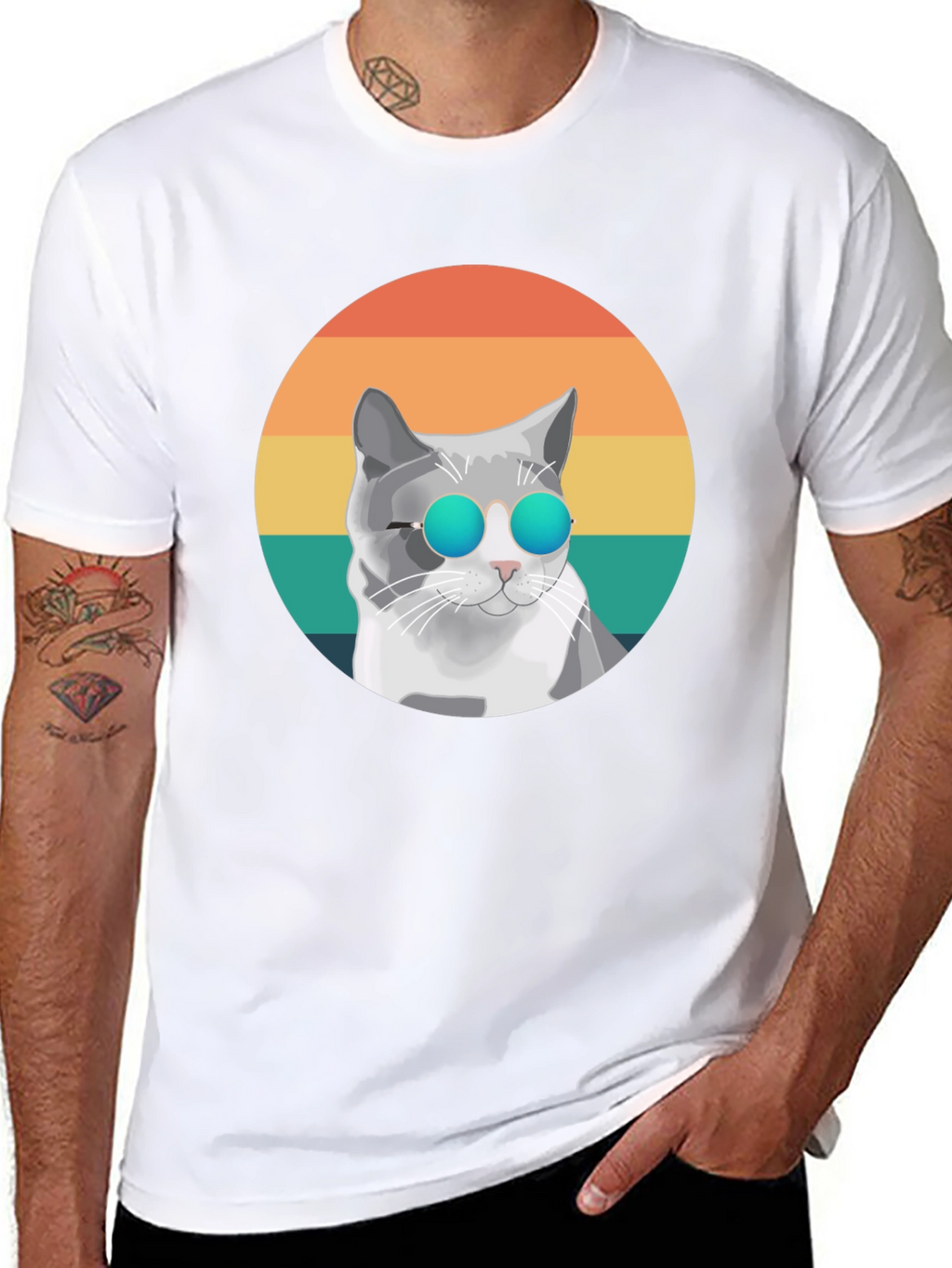 Cool Cat Graphic Tee - Retro Style