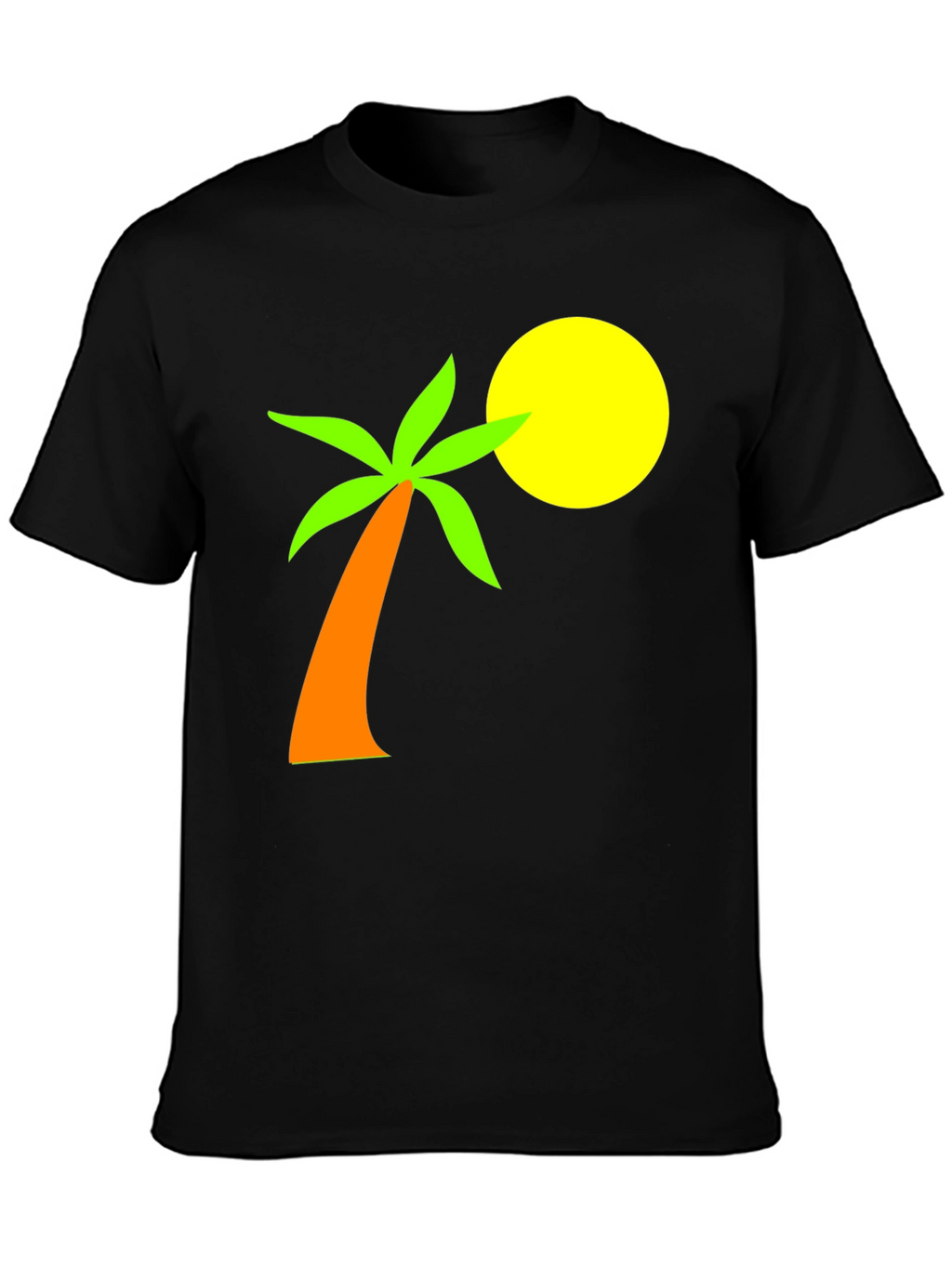 Tropical Palm Tee - Black Cotton Graphic T-Shirt