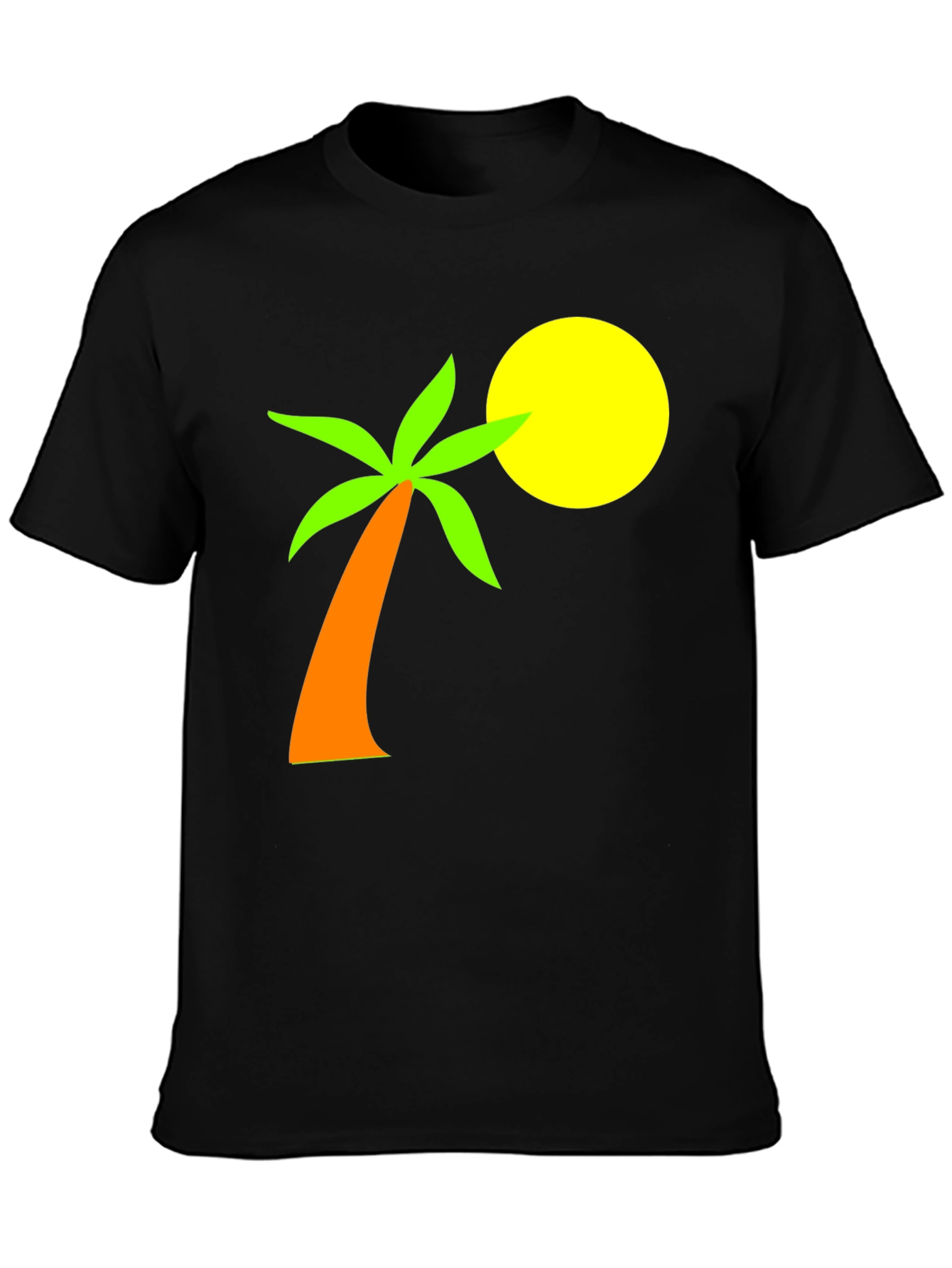 Tropical Palm Tee - Black Cotton Graphic T-Shirt