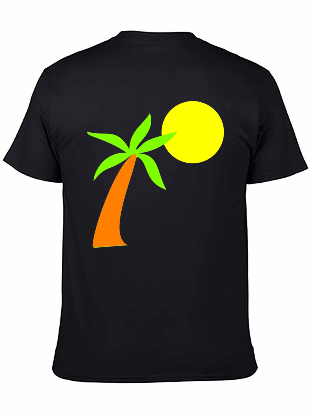 Tropical Palm Tee - Black Cotton Graphic T-Shirt