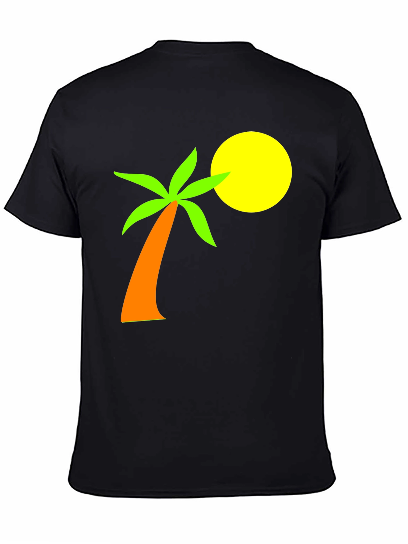 Tropical Palm Tee - Black Cotton Graphic T-Shirt