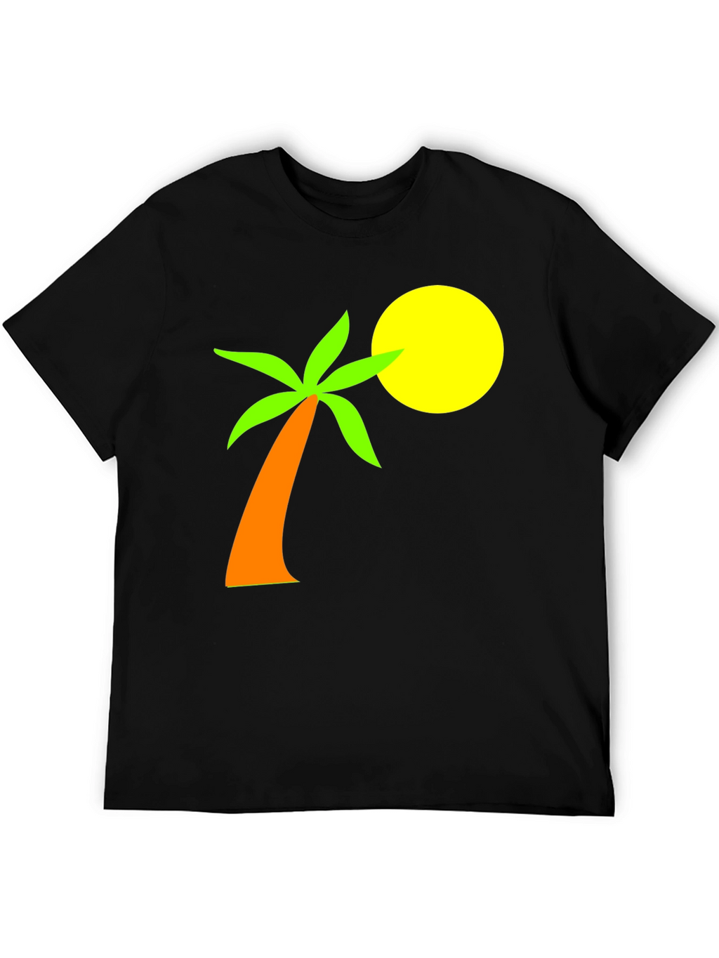 Tropical Palm Tee - Black Cotton Graphic T-Shirt