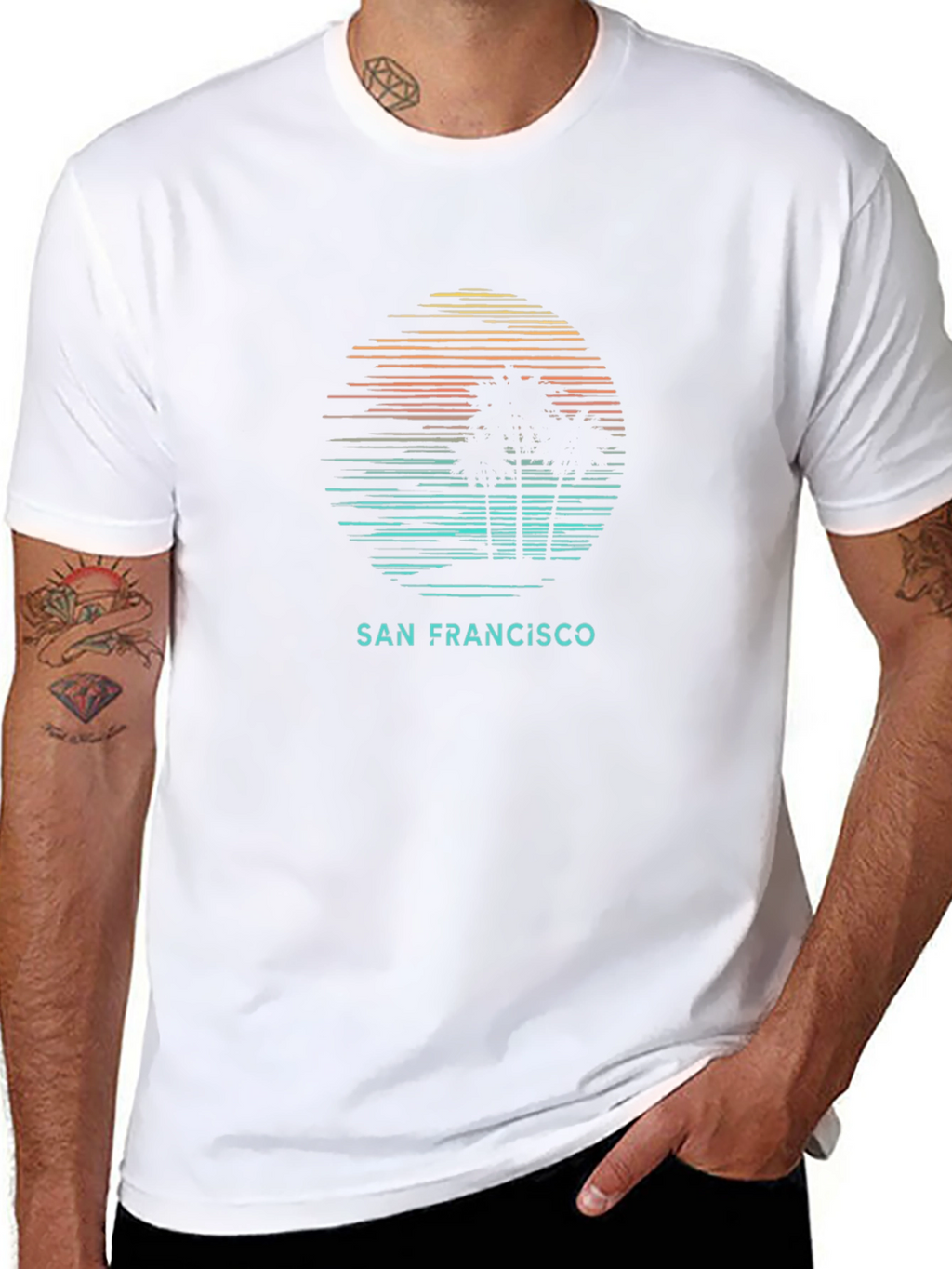 San Francisco Sunset Graphic Tee - Mens Black T-Shirt