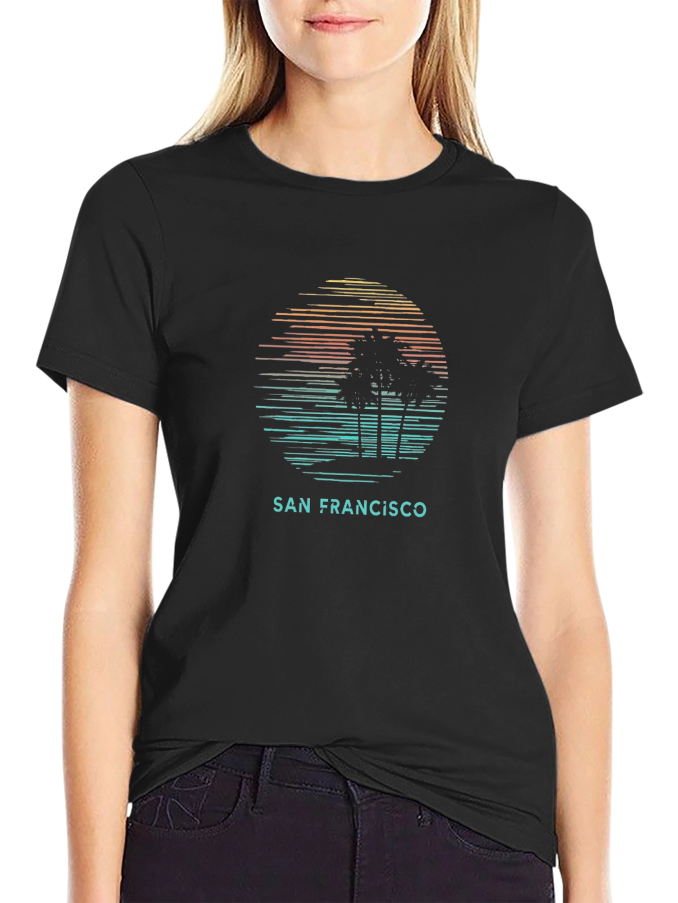 San Francisco Sunset Graphic Tee - Mens Black T-Shirt