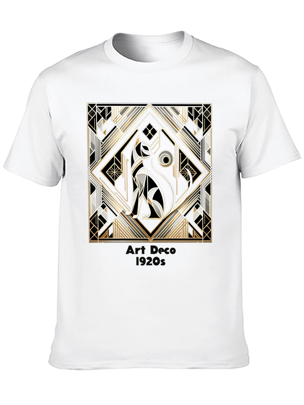 Art Deco 1920s Cat Graphic T-Shirt