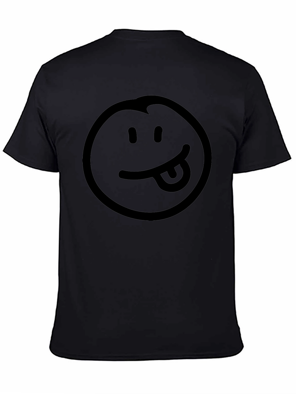 Black Smiley Face Tongue Out T-Shirt