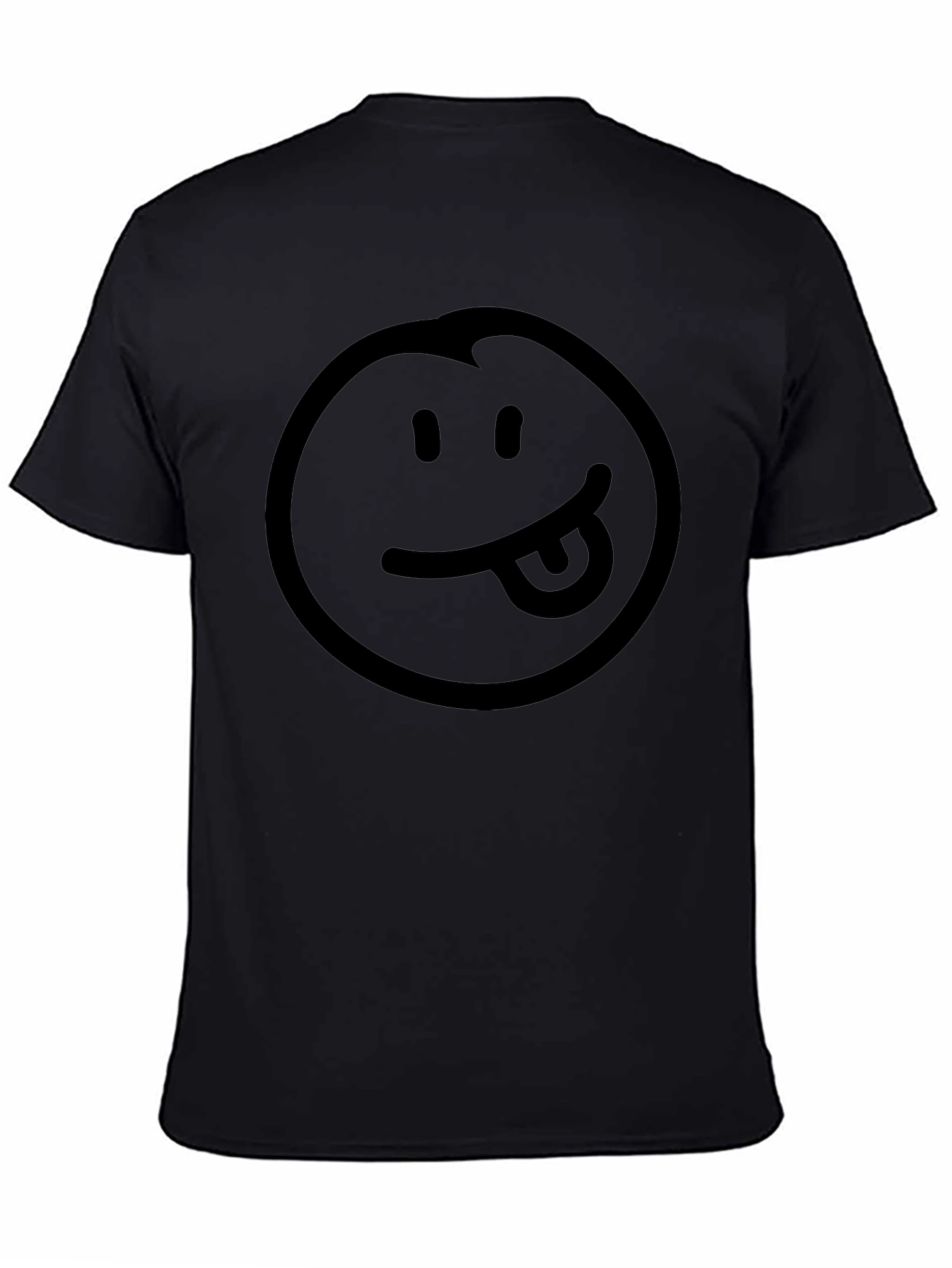 Black Smiley Face Tongue Out T-Shirt