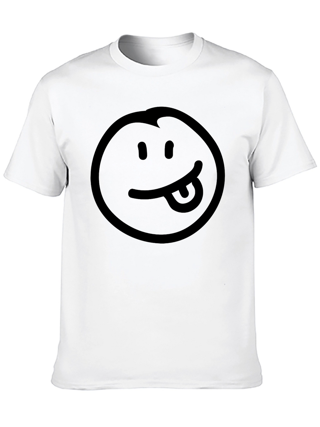 Black Smiley Face Tongue Out T-Shirt