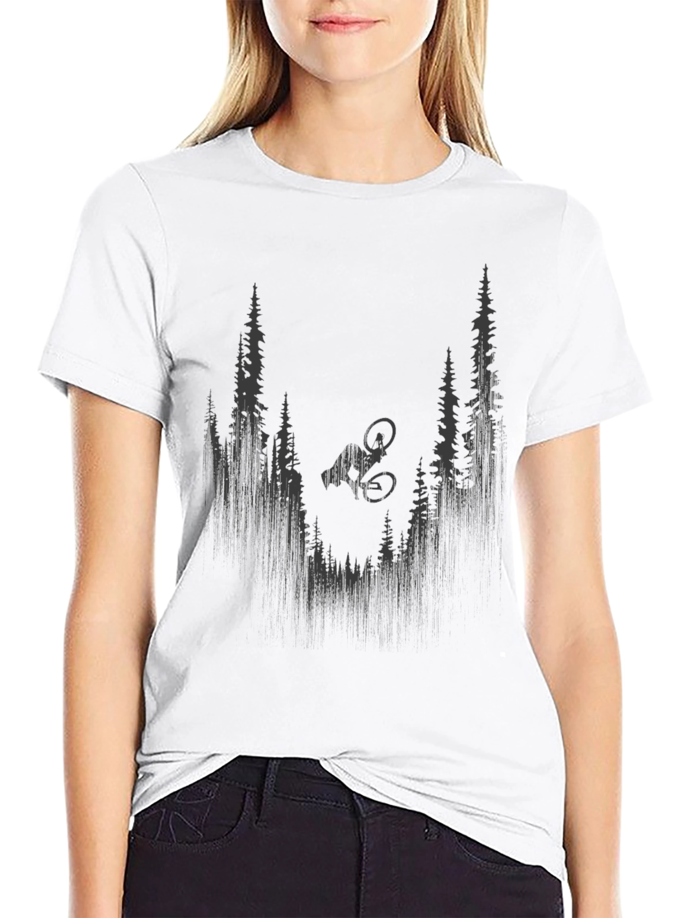 Mountain Bike Forest Graphic Tee - Black