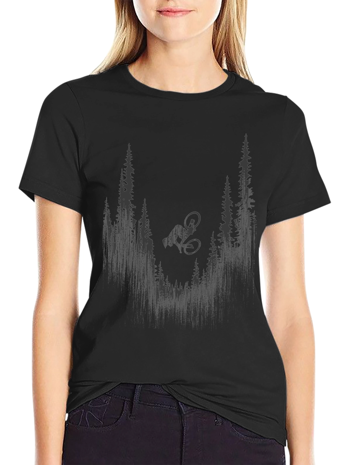 Mountain Bike Forest Graphic Tee - Black