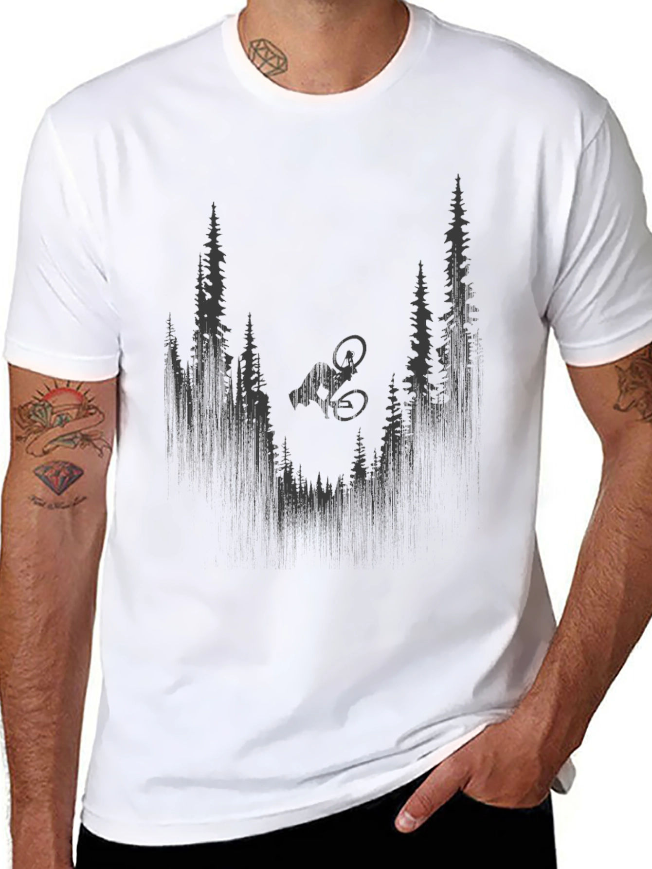 Mountain Bike Forest Graphic Tee - Black