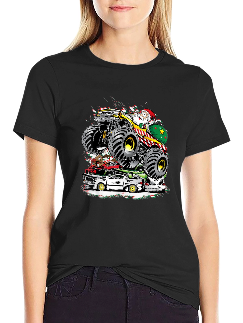 Monster Truck Santa T-Shirt - Holiday Gift