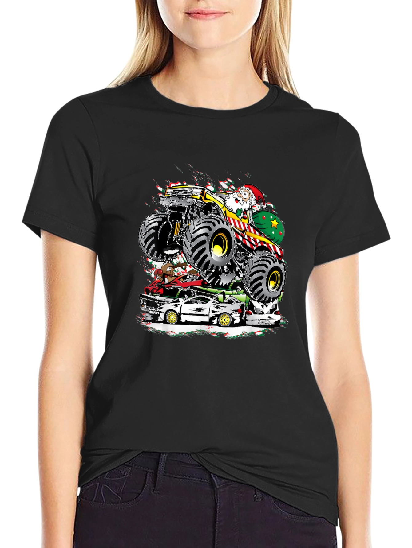 Monster Truck Santa T-Shirt - Holiday Gift
