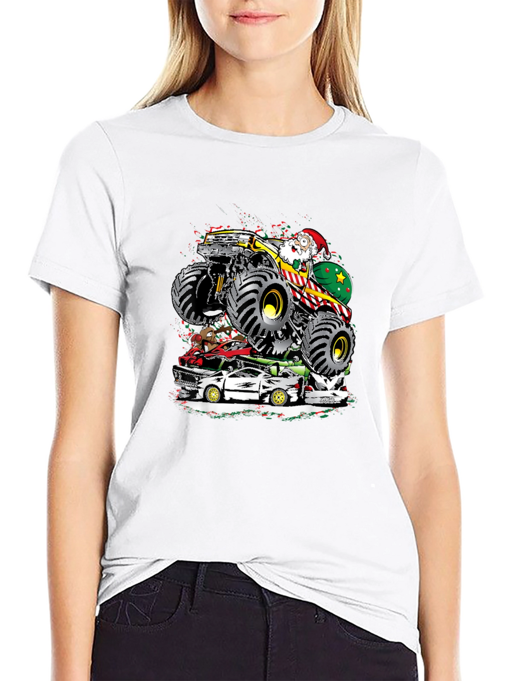 Monster Truck Santa T-Shirt - Holiday Gift