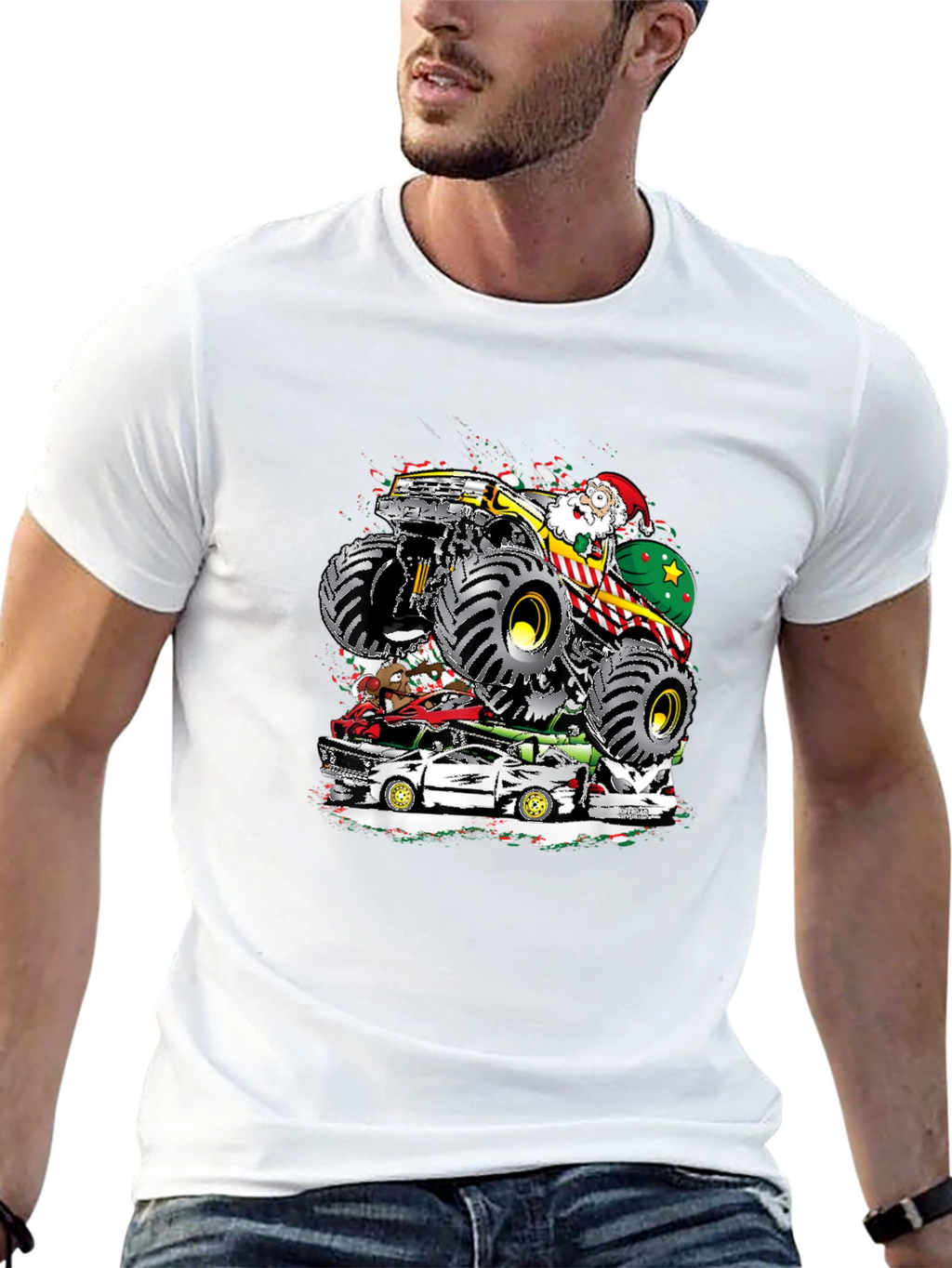 Monster Truck Santa T-Shirt - Holiday Gift