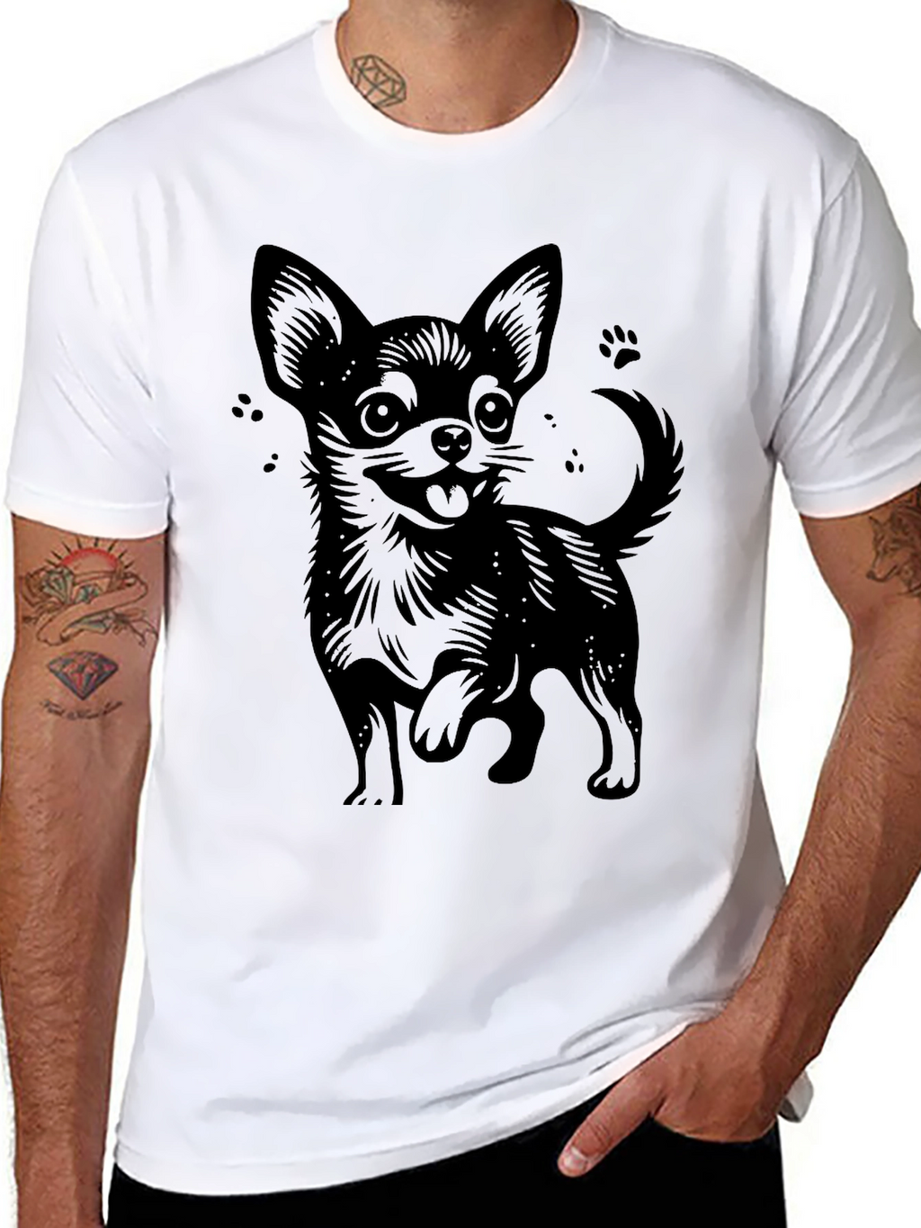 Chihuahua Graphic Tee - Black Cotton T-Shirt