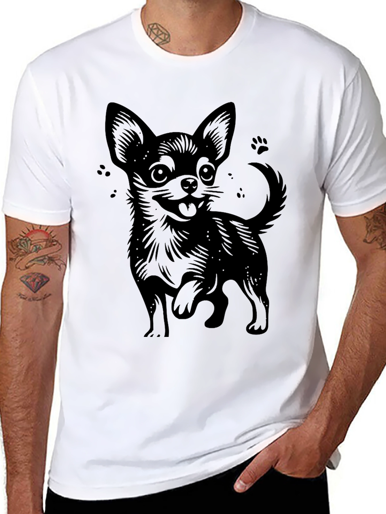 Chihuahua Graphic Tee - Black Cotton T-Shirt