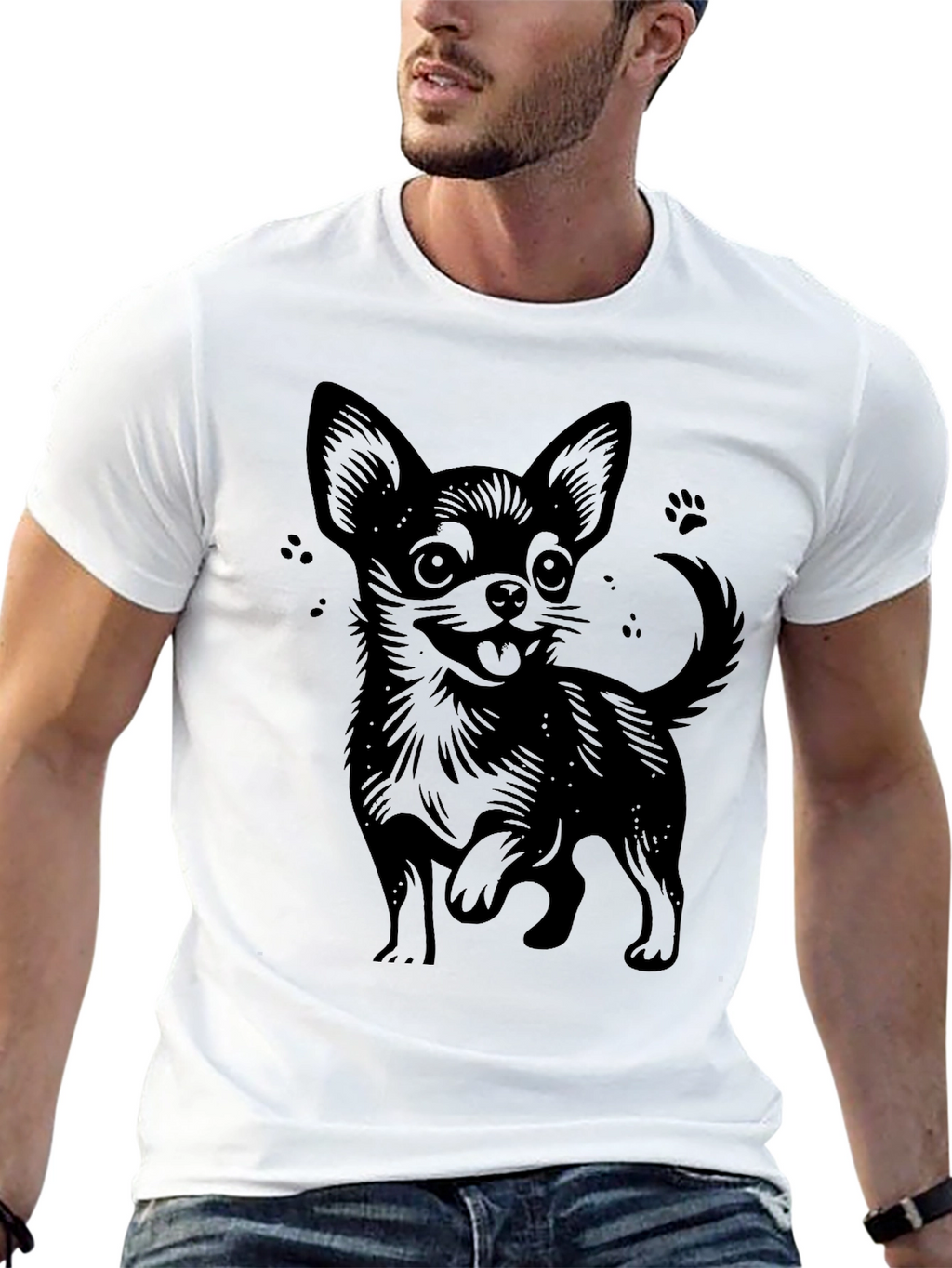 Chihuahua Graphic Tee - Black Cotton T-Shirt