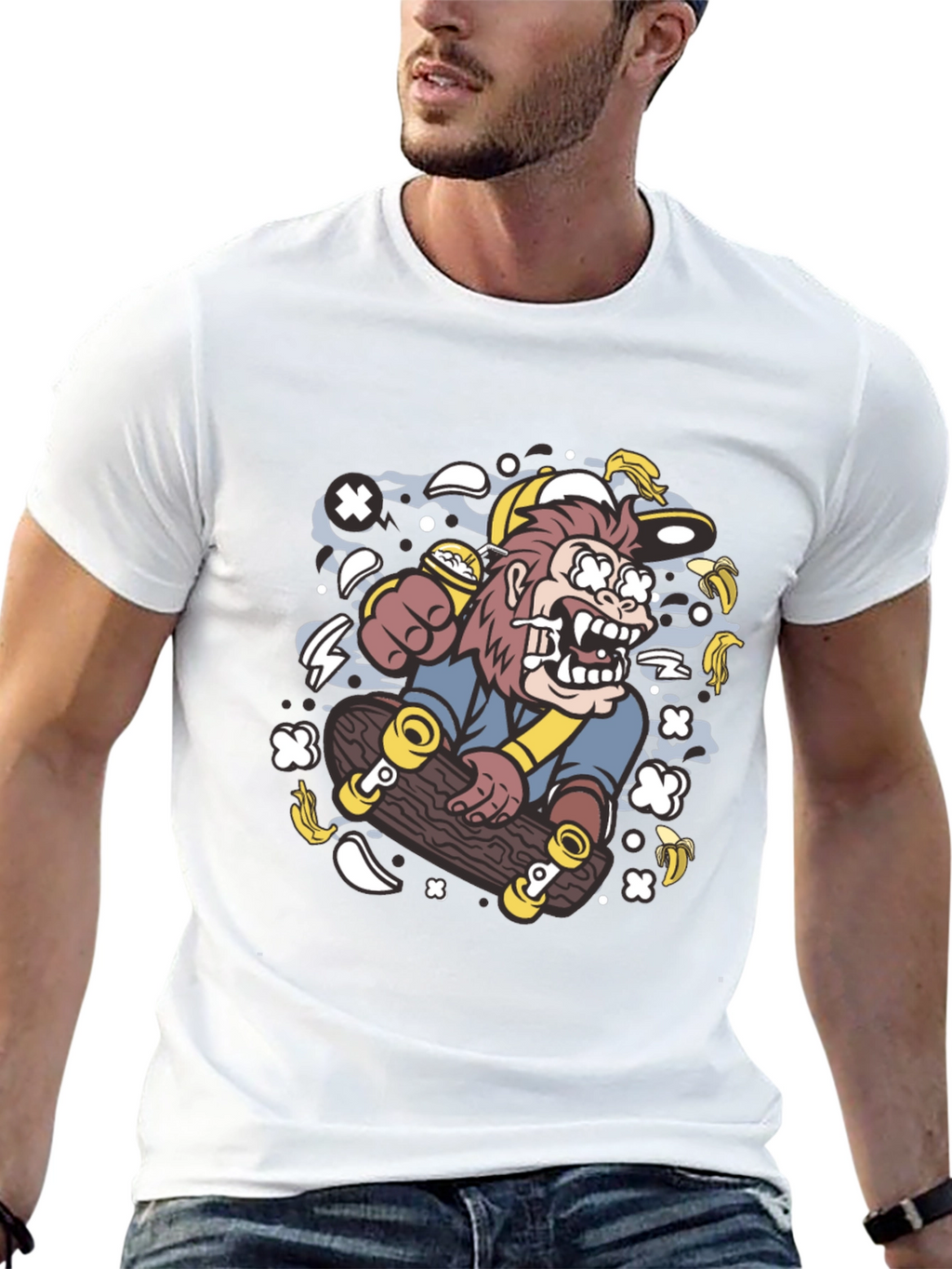 Skateboarding Monkey Graphic T-Shirt