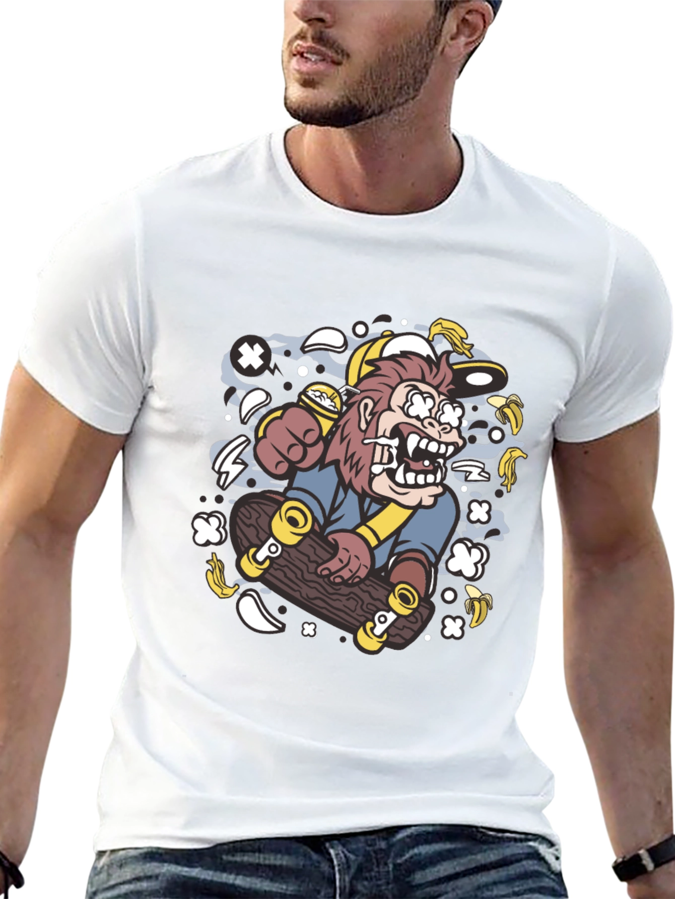 Skateboarding Monkey Graphic T-Shirt