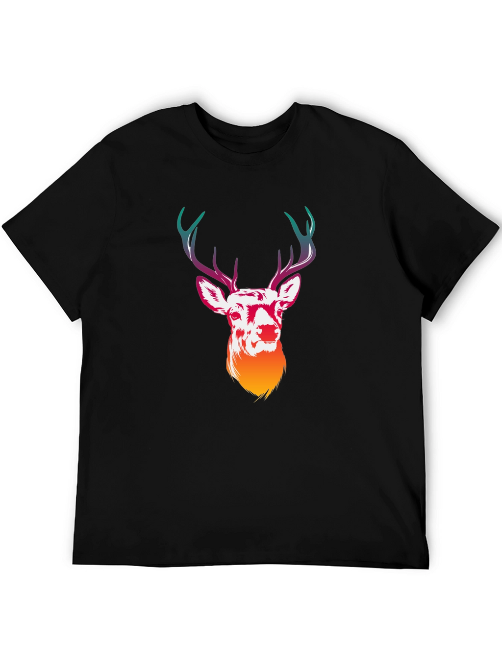 Deer Graphic Tee - Mens Black Crew Neck T-Shirt