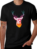 Deer Graphic Tee - Mens Black Crew Neck T-Shirt