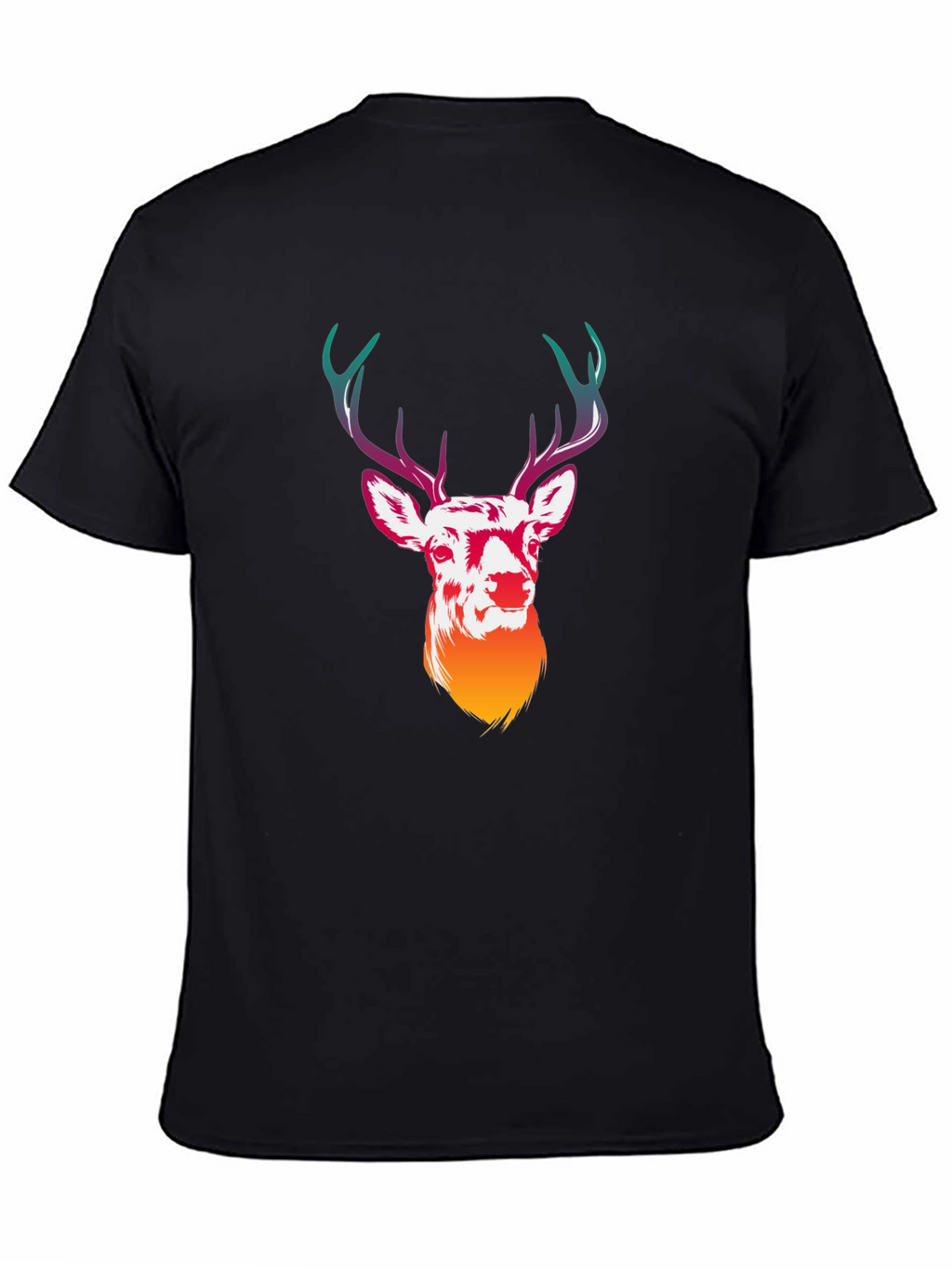 Deer Graphic Tee - Mens Black Crew Neck T-Shirt