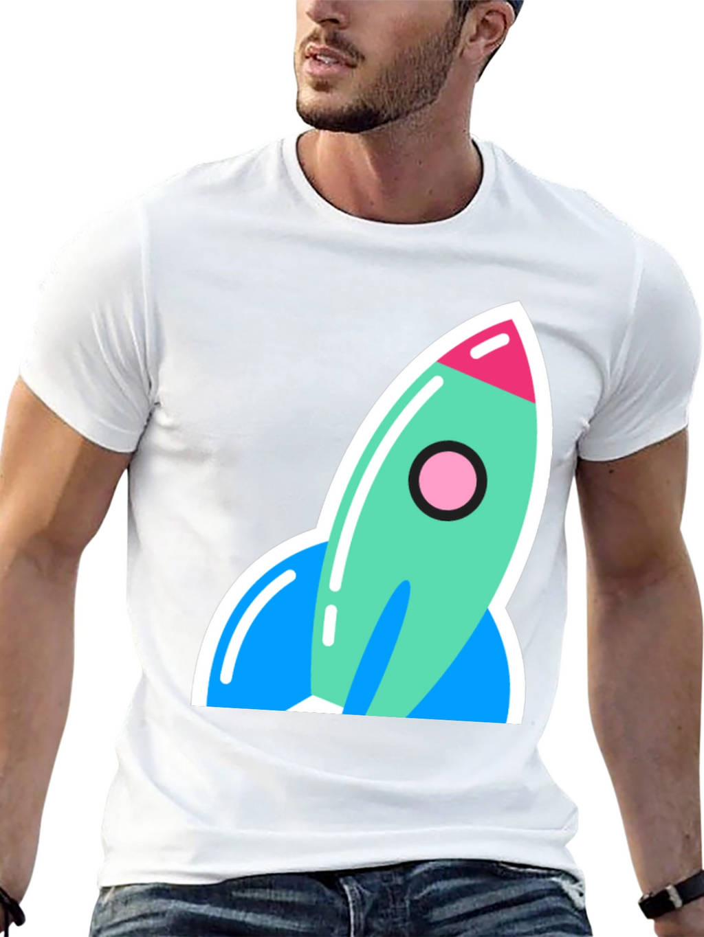 Retro Rocket Graphic Tee - Blast Off in Style!