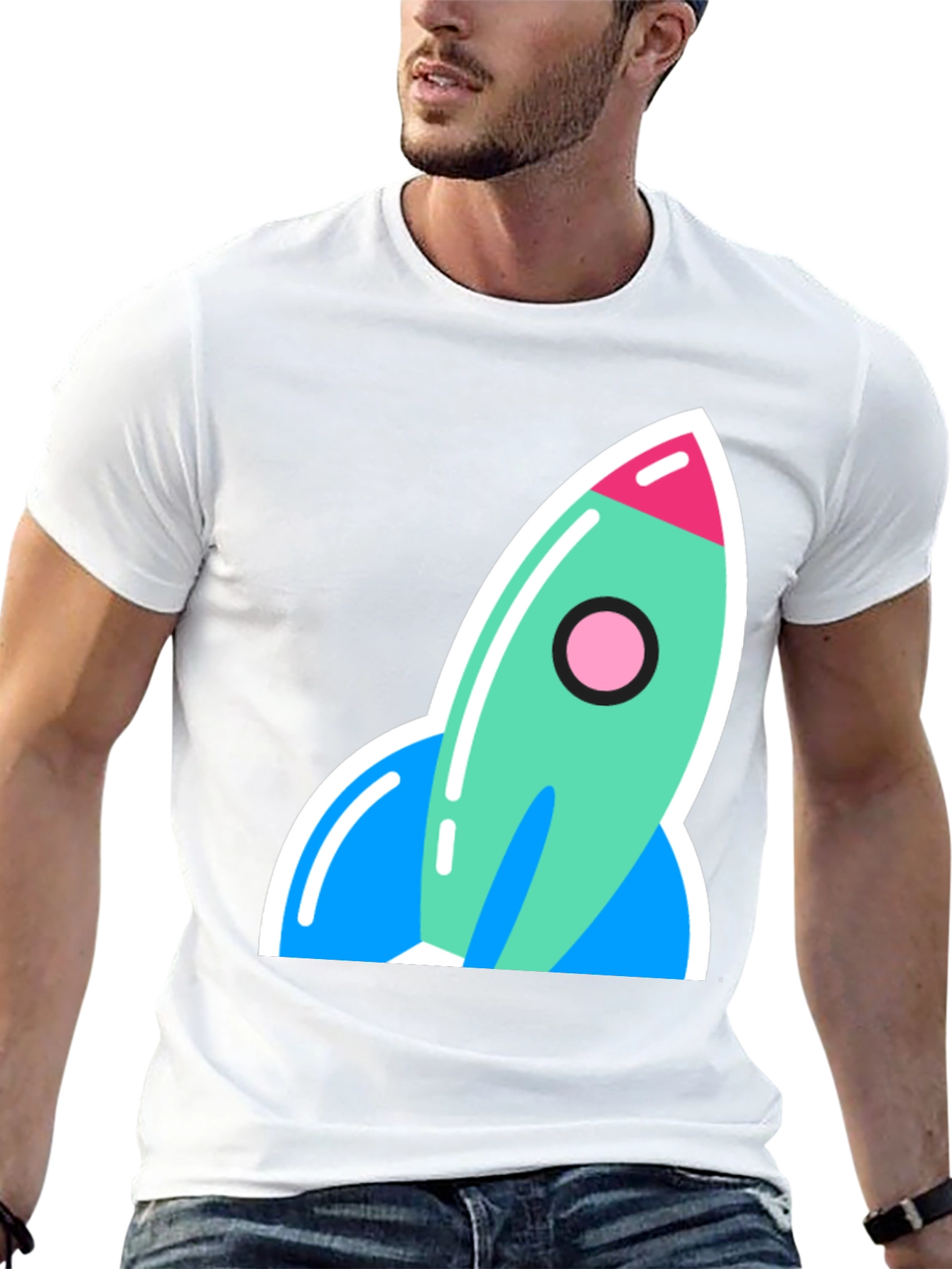 Retro Rocket Graphic Tee - Blast Off in Style!