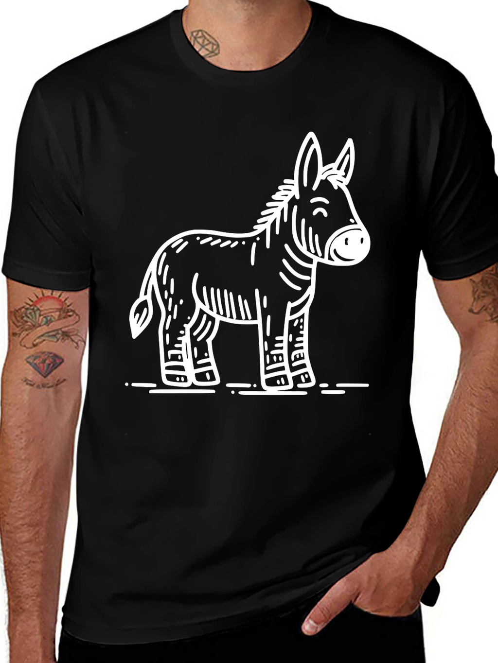Cartoon Donkey Graphic T-Shirt