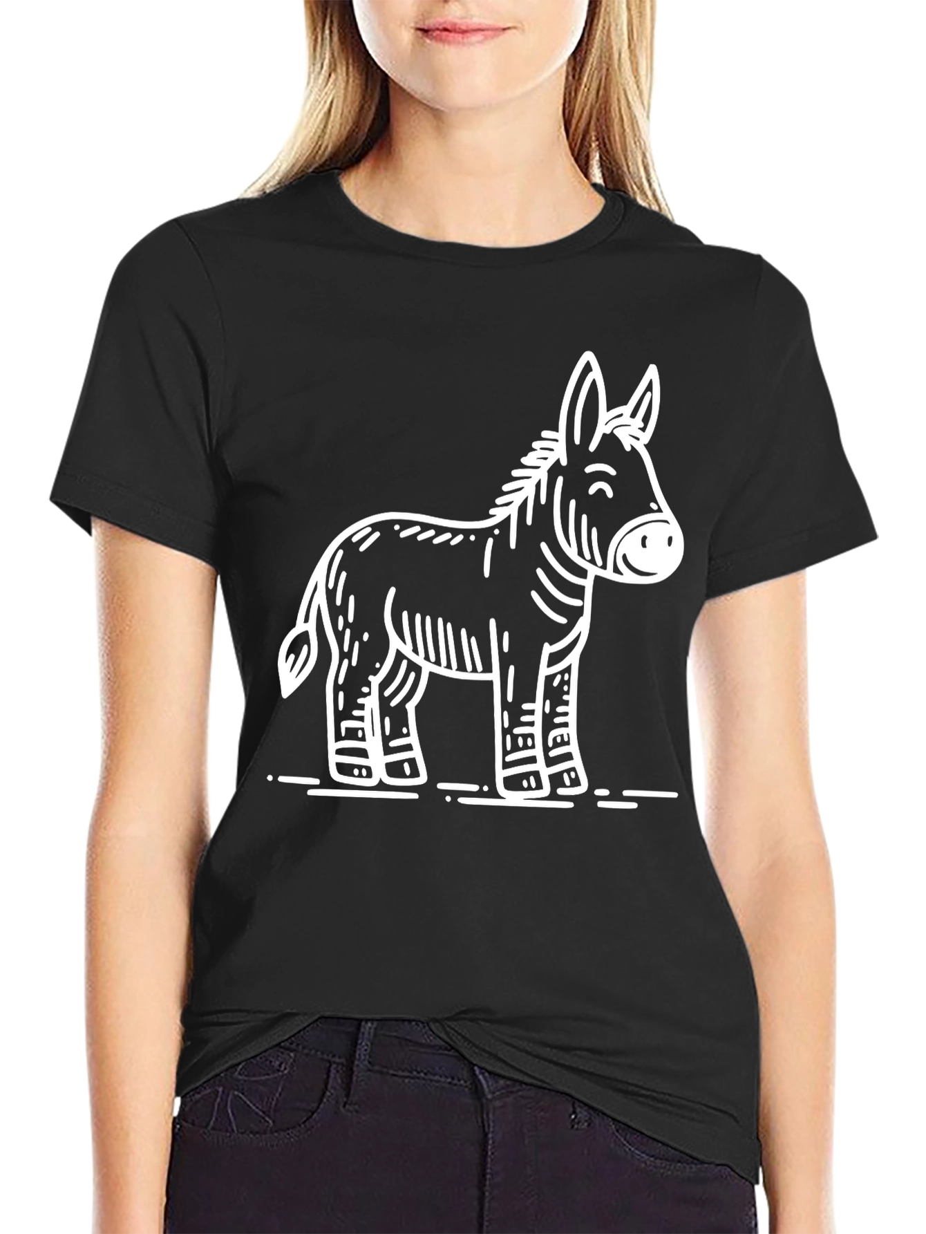 Cartoon Donkey Graphic T-Shirt