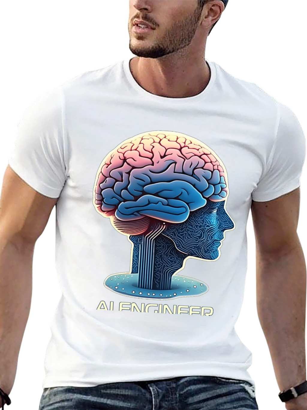 AI Engineer Brain Circuitry Graphic T-Shirt