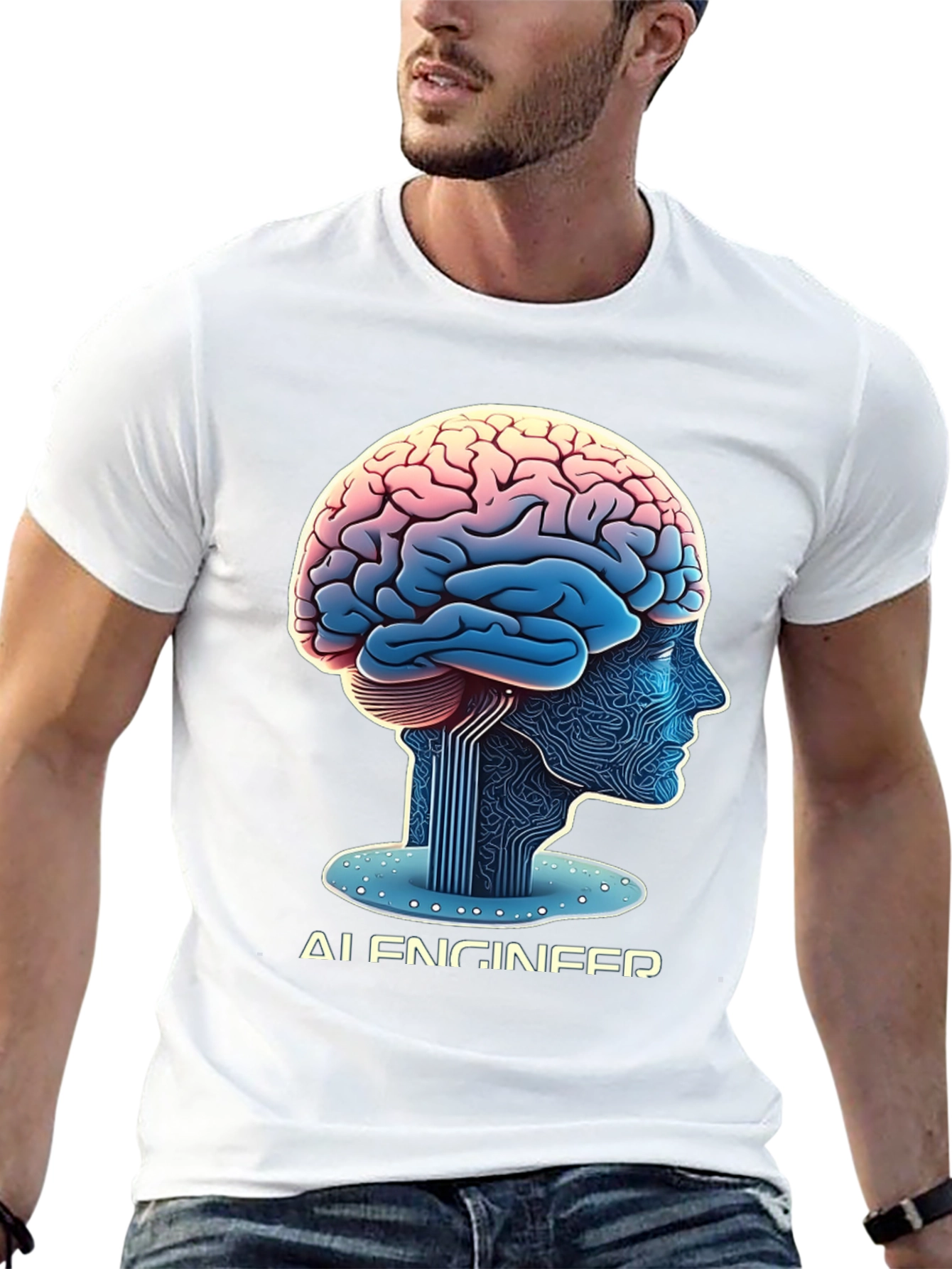 AI Engineer Brain Circuitry Graphic T-Shirt
