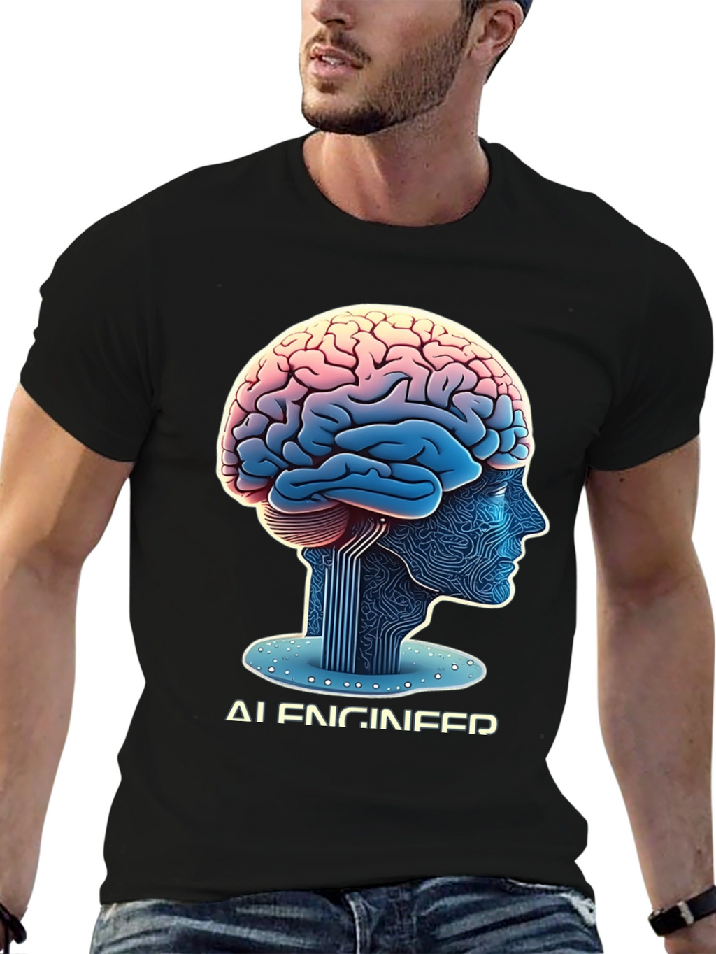 AI Engineer Brain Circuitry Graphic T-Shirt