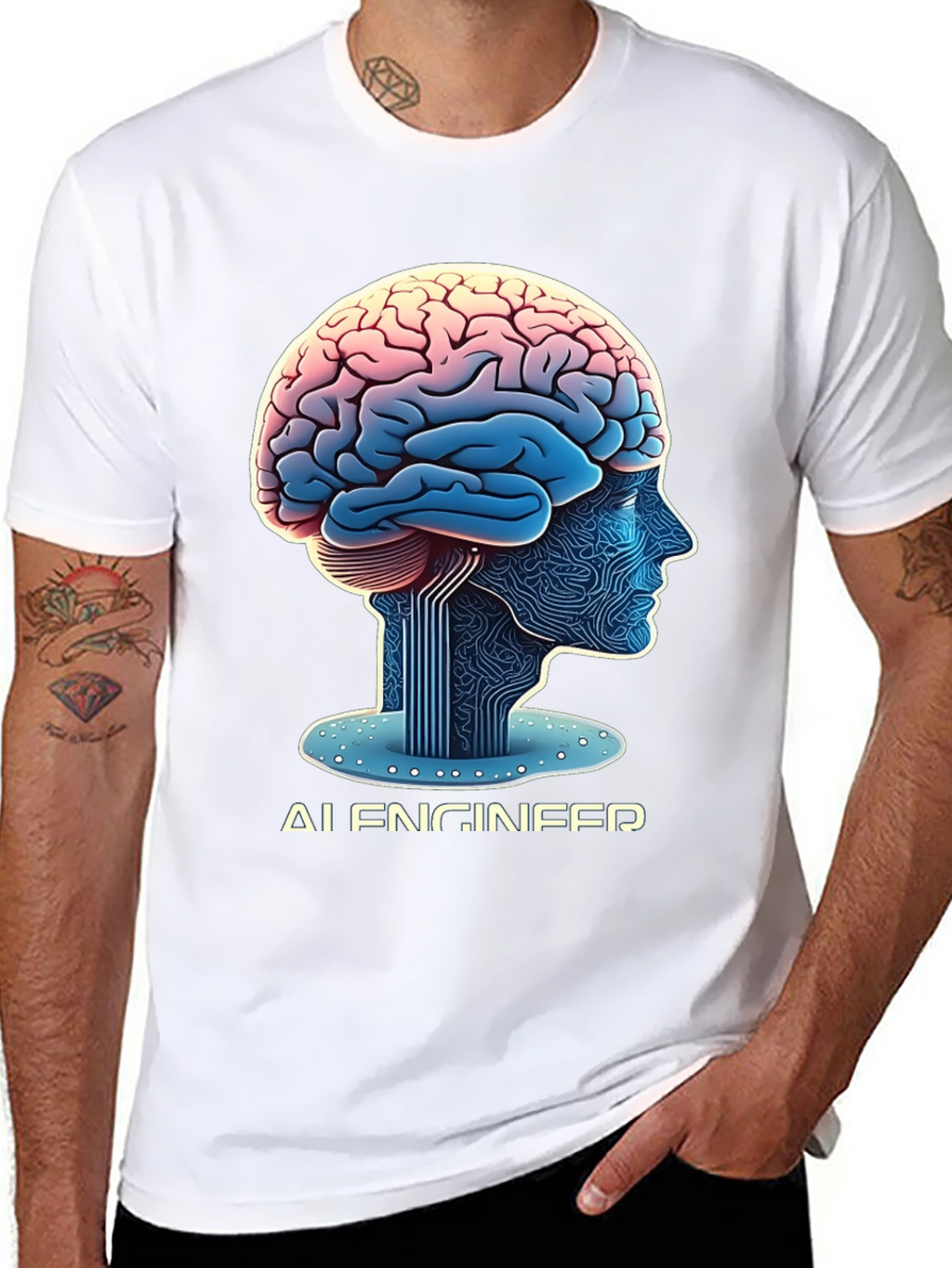 AI Engineer Brain Circuitry Graphic T-Shirt