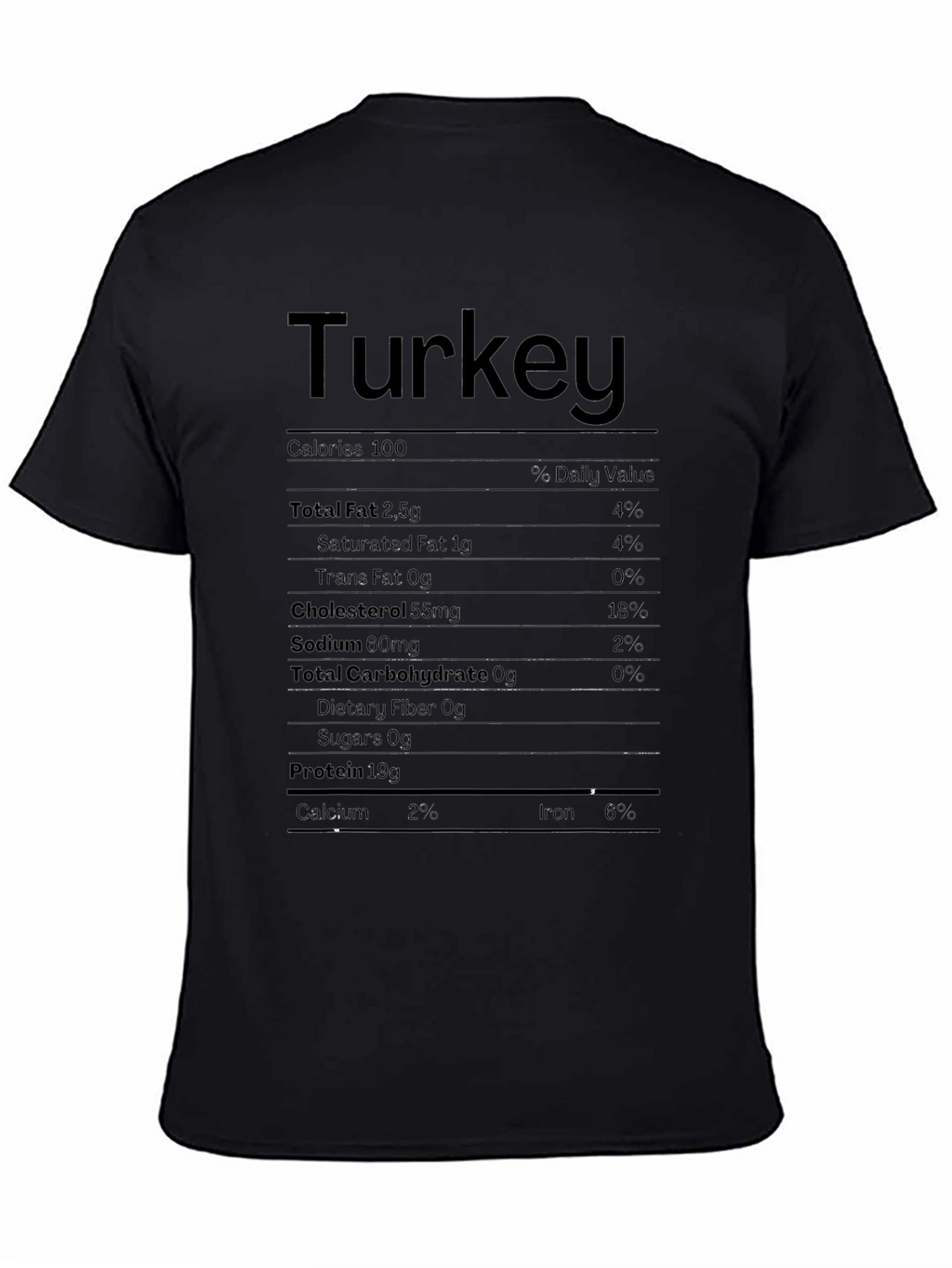 Turkey Nutrition Facts T-Shirt Funny Thanksgiving Tee