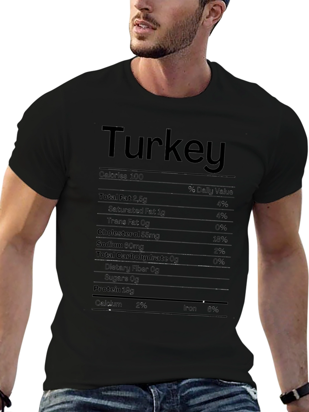 Turkey Nutrition Facts T-Shirt Funny Thanksgiving Tee