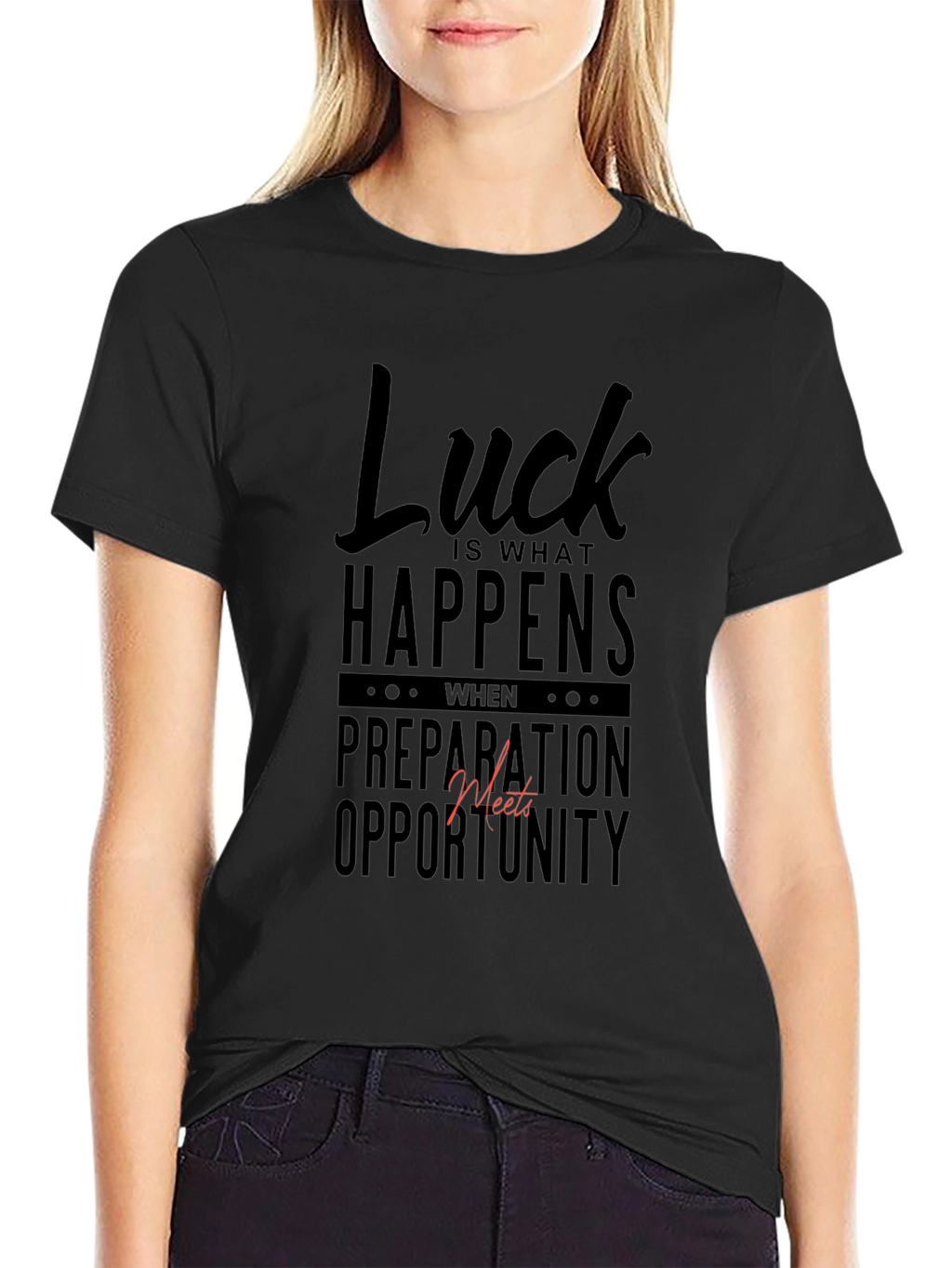 Luck Happens Black Graphic Tee