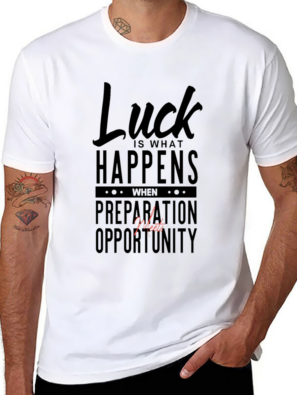 Luck Happens Black Graphic Tee
