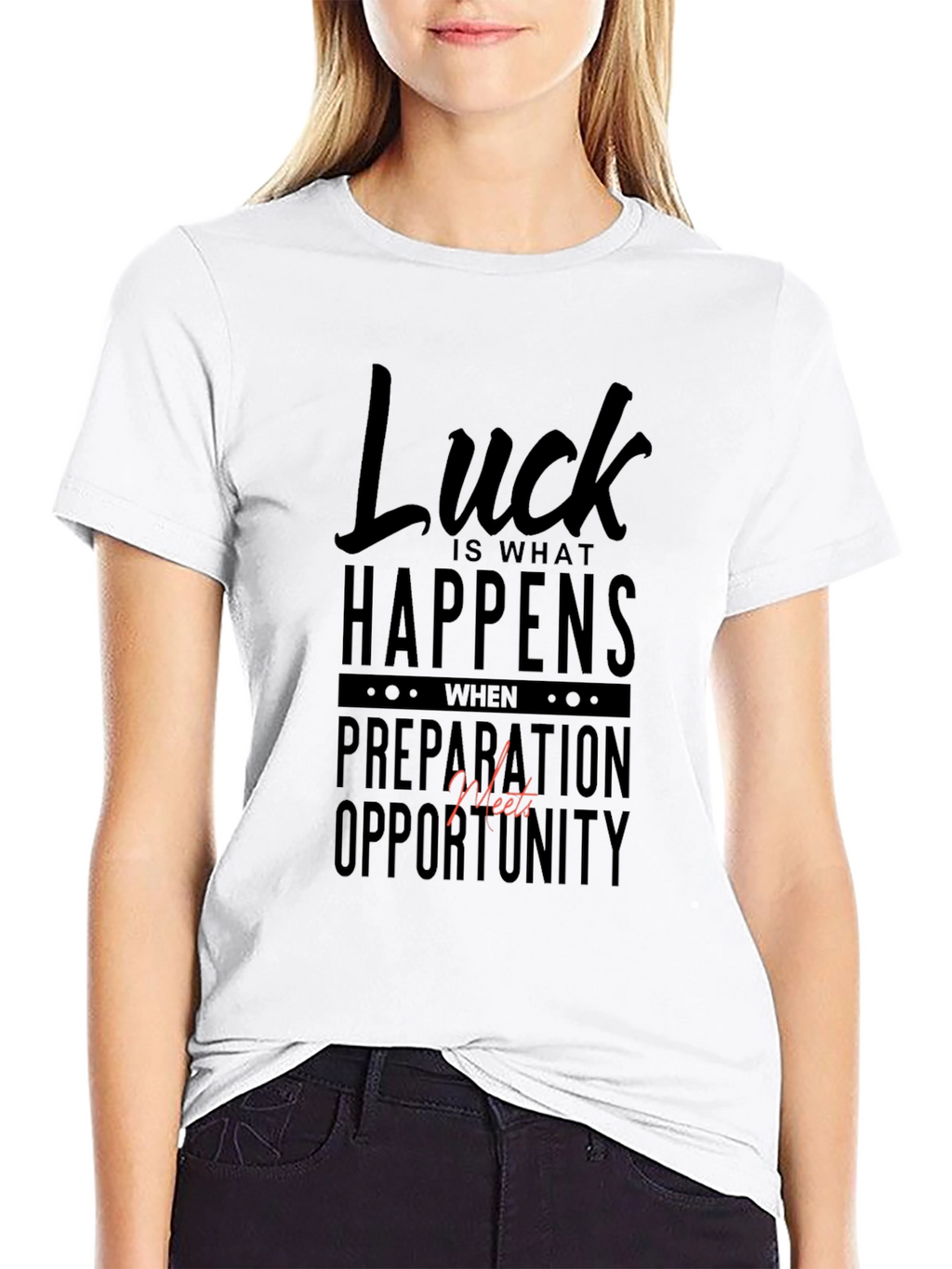 Luck Happens Black Graphic Tee