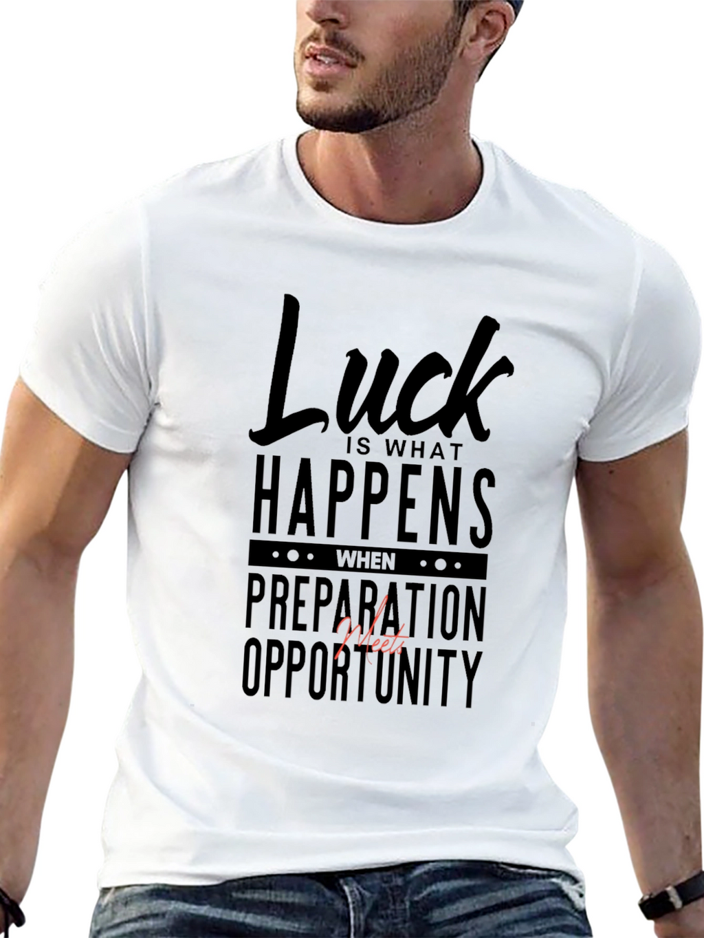Luck Happens Black Graphic Tee