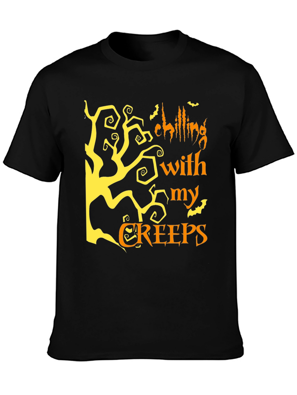 Halloween Chilling With My Creeps Black Graphic T-Shirt