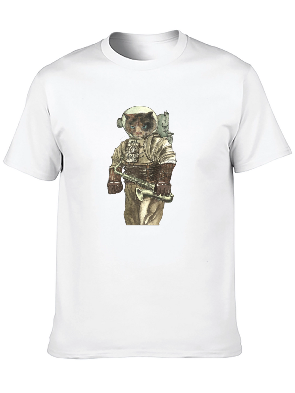 Cat Astronaut with Saxophone Graphic Tee