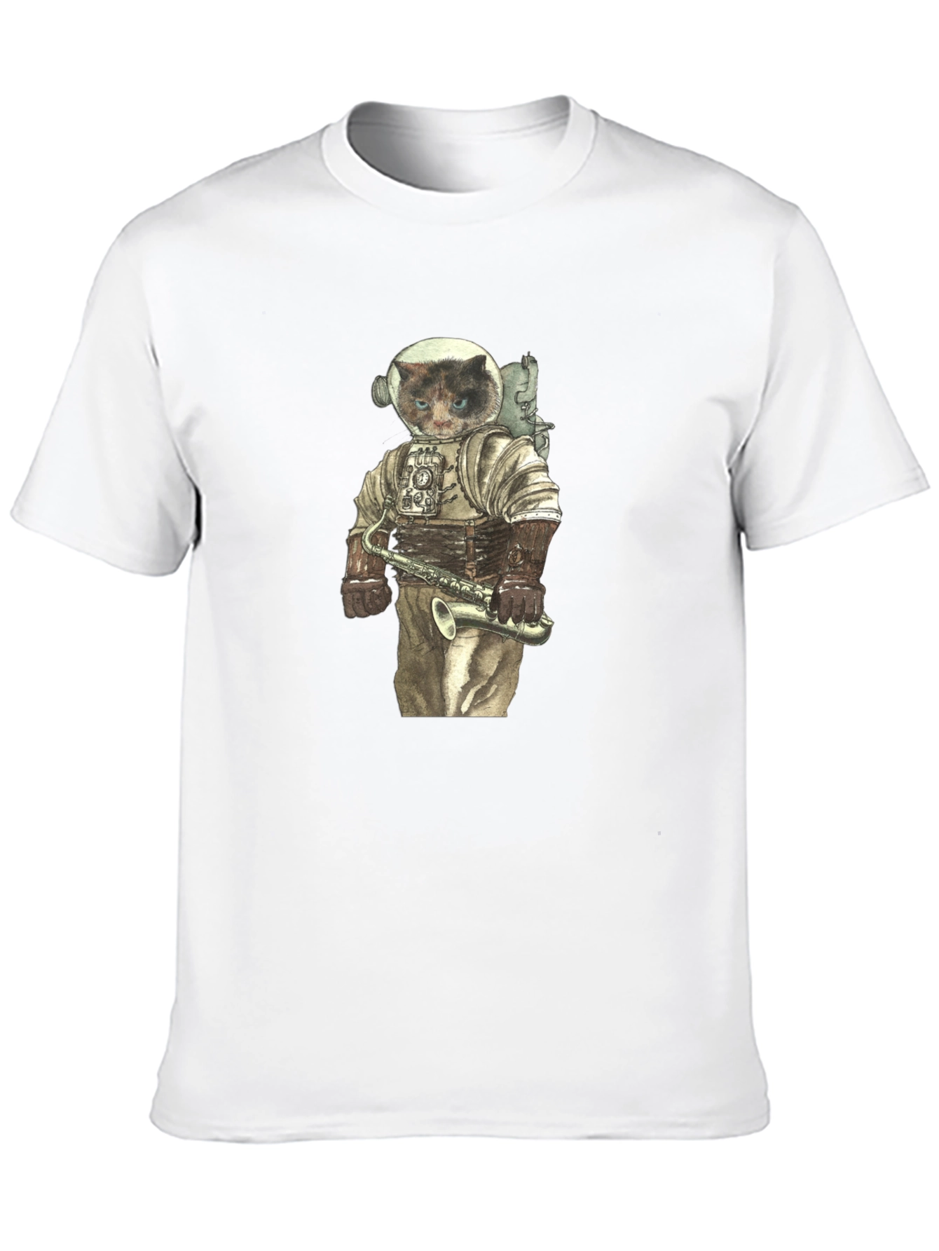 Cat Astronaut with Saxophone Graphic Tee