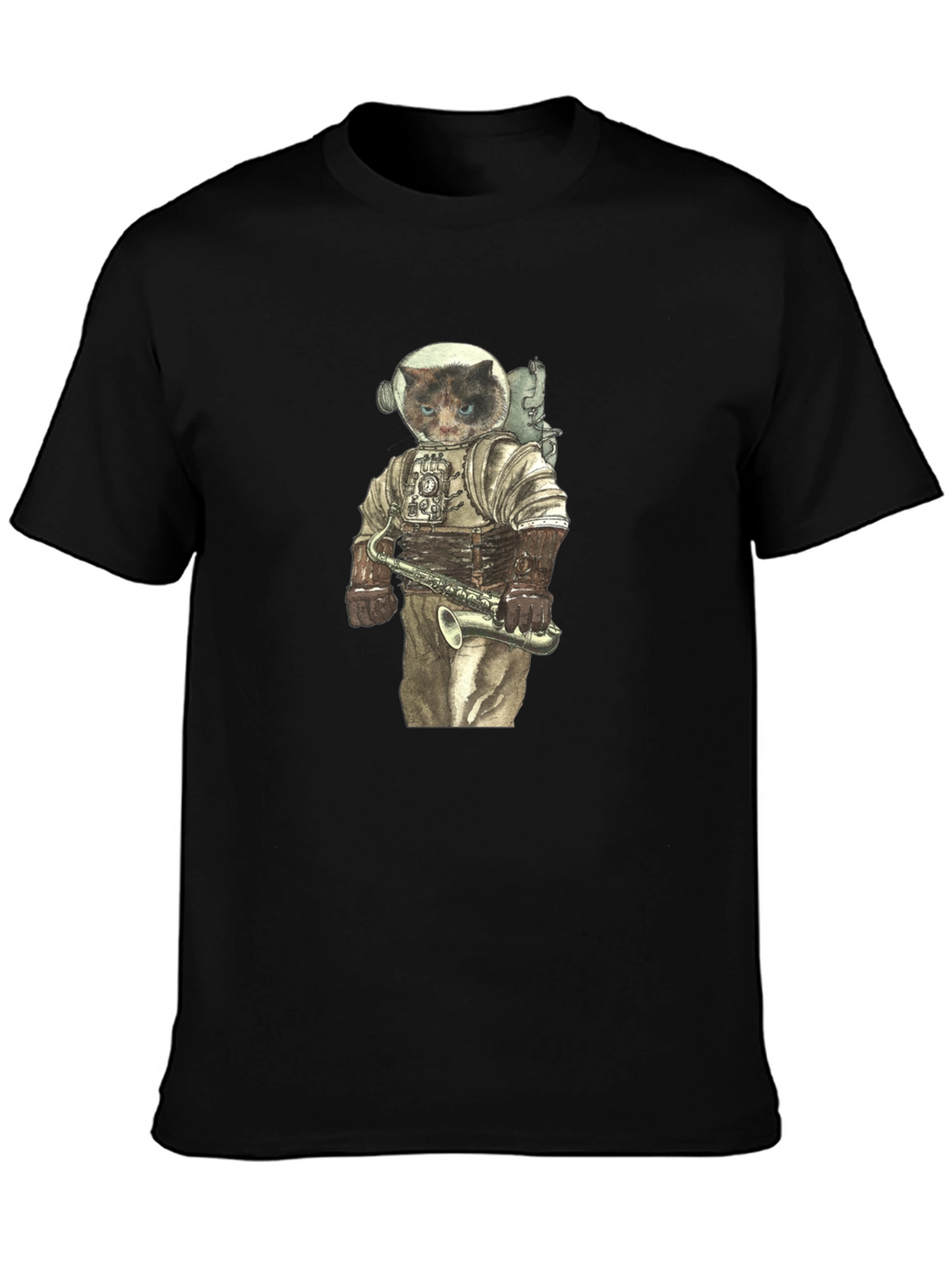 Cat Astronaut with Saxophone Graphic Tee