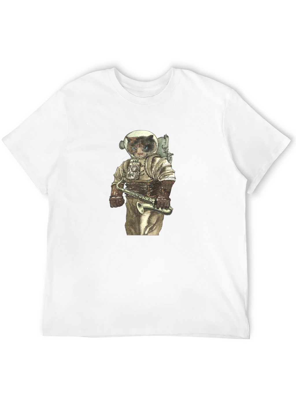 Cat Astronaut with Saxophone Graphic Tee