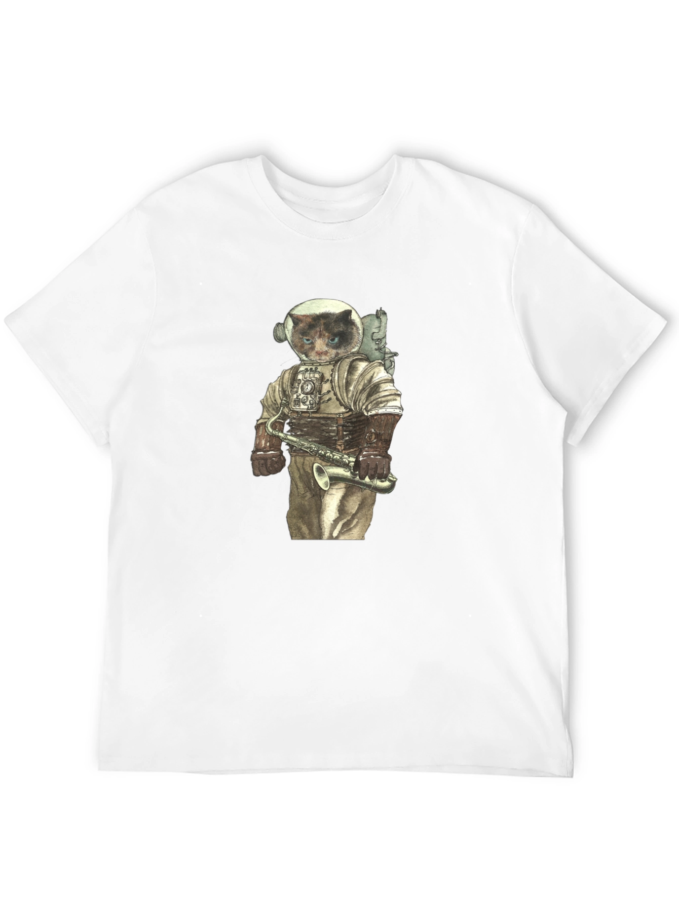 Cat Astronaut with Saxophone Graphic Tee