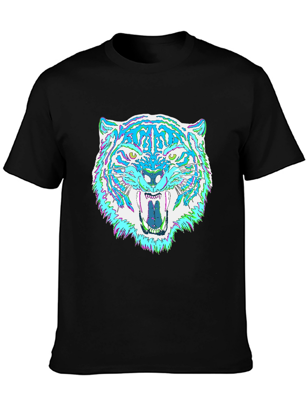 Psychedelic Tiger Graphic Tee - Mens Black T-Shirt