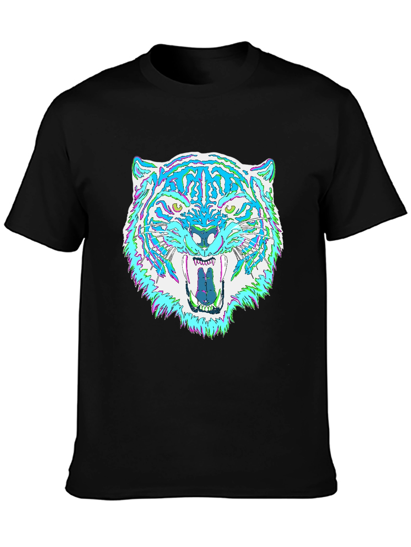 Psychedelic Tiger Graphic Tee - Mens Black T-Shirt